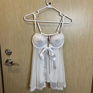 Victoria's Secret White Chemise with Silver Accents